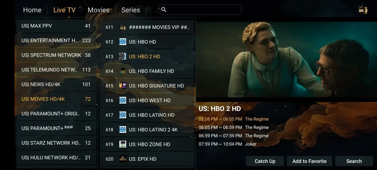 N1 IPTV high definition Electronic Program Guide interface