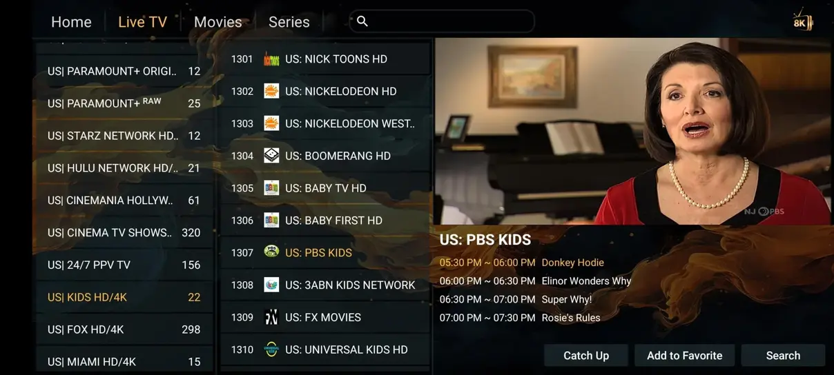 Sports match replay and catch up TV interface preview