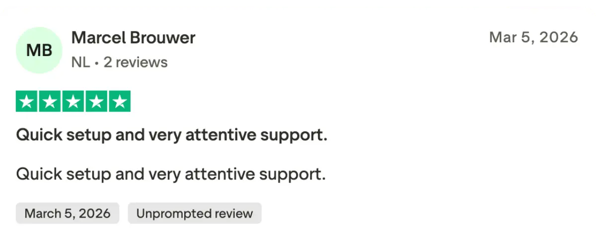 Trustpilot verified 5-star customer review for N1 IPTV subscription